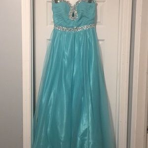 Deb Blue Strapless Prom Dress